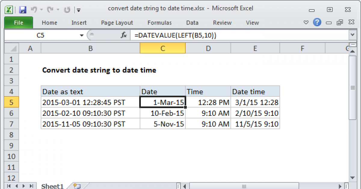 excel extract date and time from text string